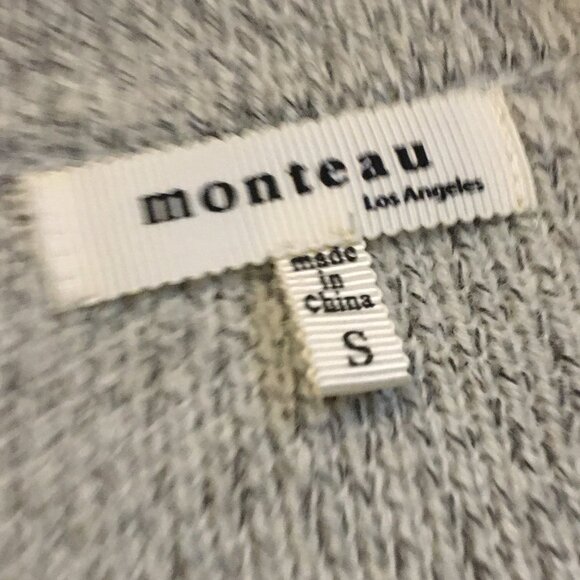 Monteau Long Grey Knit Pocketed Sleeveless Open Cardigan - Picture 11 of 16